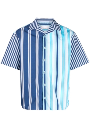 Neil Barrett striped cotton bowling shirt - Blue