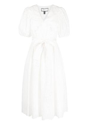 NISSA broderie-anglaise tied-waist dress - White