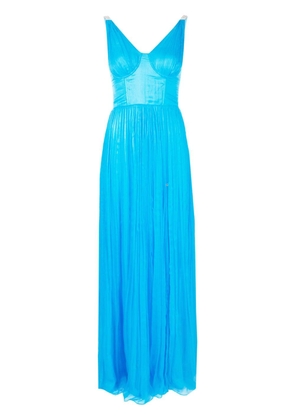 NISSA plissé silk dress - Blue