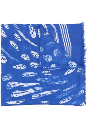 Alexander McQueen skull-print frayed scarf - Blue