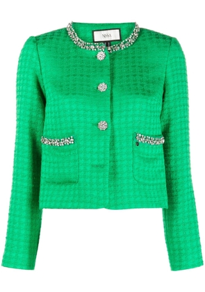 NISSA crystal-embellished bouclé jacket - Green