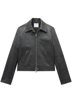 Courrèges Officer leather jacket - Black