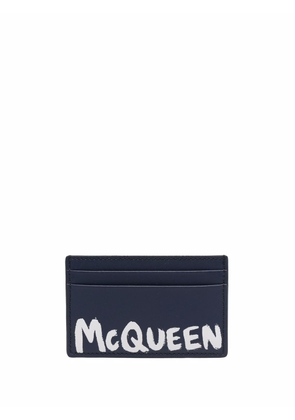 Alexander McQueen graffiti logo-print cardholder - Blue
