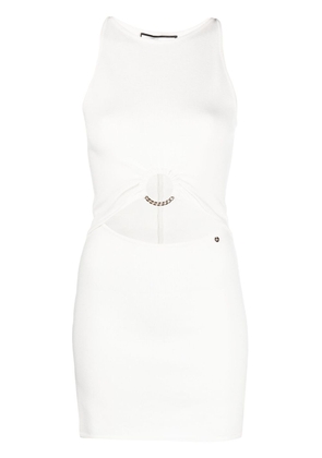 NISSA cut-out knitted short dress - White