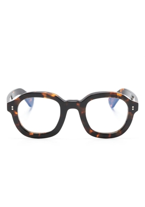 Lesca tortoiseshell-effect round-frame glasses - Brown