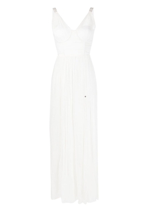 NISSA crystal-embellished silk dress - White