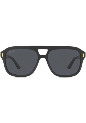 Gucci Eyewear logo-engraved pilot-frame sunglasses - Black
