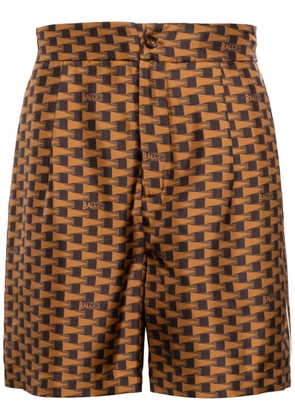 Bally Pennant-print silk shorts - Brown