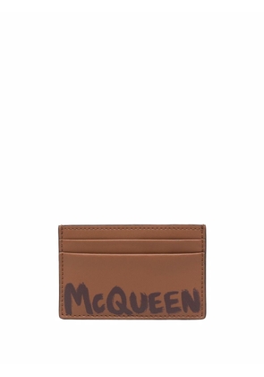 Alexander McQueen logo-print leather cardholder - Brown