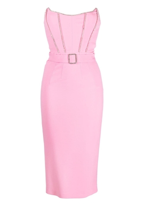 NISSA crystal-embellished belted midi dress - Pink
