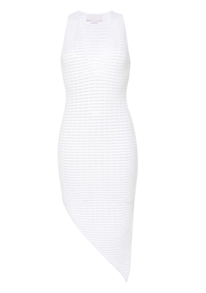 Genny panelled ribbed-knit midi dress - White