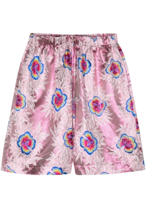 Edward Crutchley floral-embroidered shorts - Pink