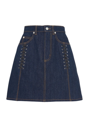 Alexander Mcqueen Denim Lace-Detail Mini Skirt
