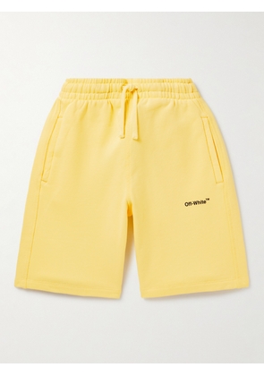 Off-White Kids - Logo-Print Cotton-Jersey Drawstring Shorts - Men - Yellow - Age 10
