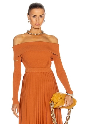 SIMKHAI Zayla Off The Shoulder Sweater in Tobacco - Brown. Size S (also in ).