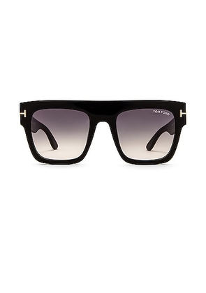 TOM FORD Renee Sunglasses in Shiny Black & Gradient Smoke Lens - Black. Size all.