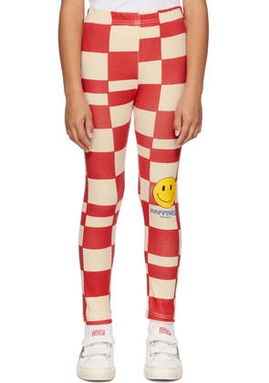 Jellymallow Kids Red & Off-White Grid Leggings