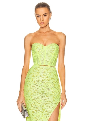 Alexander McQueen Lace Bustier Top in Acid Yellow - Yellow. Size 36 (also in ).