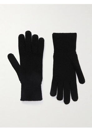 Moncler - Logo-Appliquéd Ribbed Virgin Wool Gloves - Men - Black - M