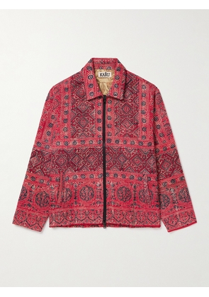 Kartik Research - Embroidered Printed Cotton Jacket - Men - Pink - S