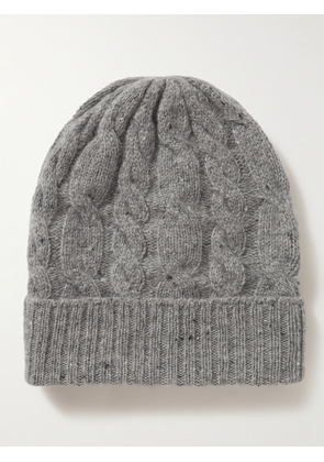 Johnstons of Elgin - Cable-Knit Donegal Cashmere Beanie - Men - Gray