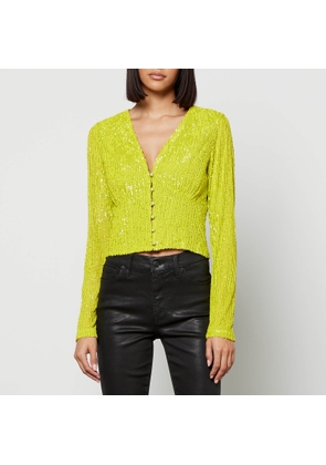 In The Mood For Love Cactus Sequinned Mesh Top - S