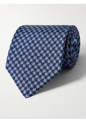 FERRAGAMO - 8cm Printed Silk-Twill Tie - Men - Blue