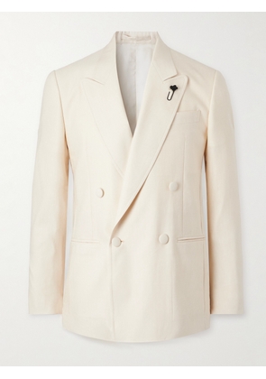 Lardini - Double-Breasted Linen and Wool-Blend Tuxedo Jacket - Men - Neutrals - IT 46