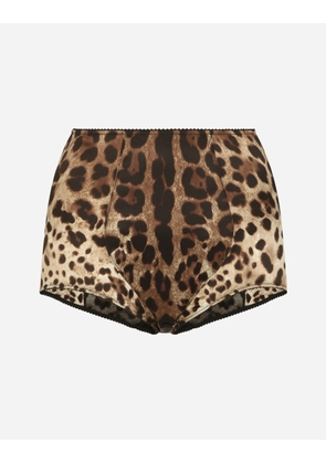 Dolce & Gabbana Satin Culottes With Leopard Print - Woman Underwear Animal Print Cotton 1