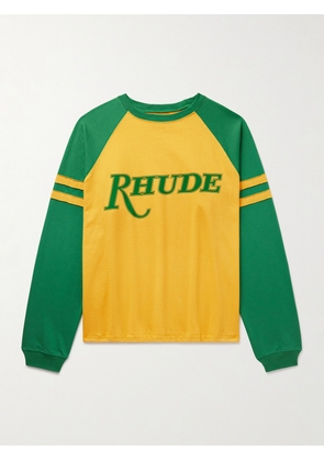 Rhude - São Paulo Striped Logo-Print Cotton-Jersey T-Shirt - Men - Yellow - XS