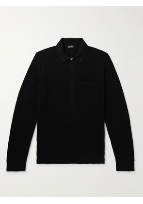 Zegna - Slim-Fit Cotton and Silk-Blend Polo Shirt - Men - Black - IT 46