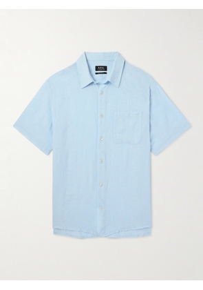 A.P.C. - Bellini Logo-Embroidered Linen Shirt - Men - Blue - XS