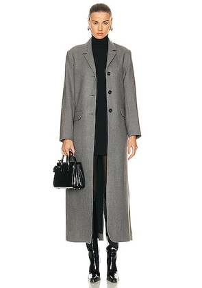 NOUR HAMMOUR Celine Extra Long Slim Fit Coat in Light Grey - Grey. Size 40 (also in 34).