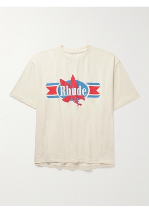 Rhude - Chevron Logo-Print Cotton-Jersey T-Shirt - Men - Neutrals - XS