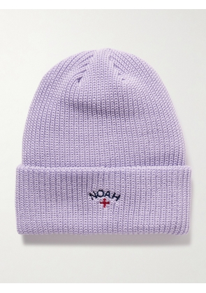 Noah - Core Logo-Embroidered Ribbed-Knit Beanie - Men - Purple