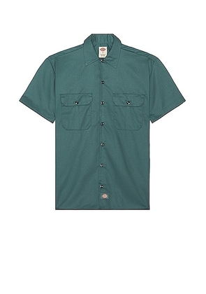 Dickies Original Twill Short Sleeve Work Shirt in Lincoln Green - Teal. Size M (also in L, S).