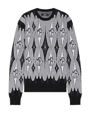 Amiri Argyle Jacquard Sweater in Black - Black. Size L (also in M, S, XL/1X).