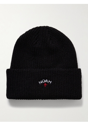 Noah - Core Logo-Embroidered Ribbed-Knit Beanie - Men - Black