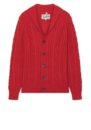 Schott Cableknit Cardigan in Whisky - Burnt Orange. Size L (also in S, XL/1X).