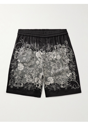 Acne Studios - Rudent Wide-Leg Printed Satin Shorts - Men - Black - IT 46