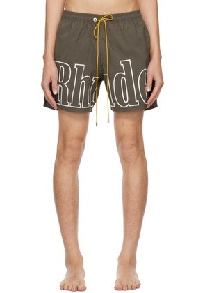 Rhude Brown Printed Swim Shorts