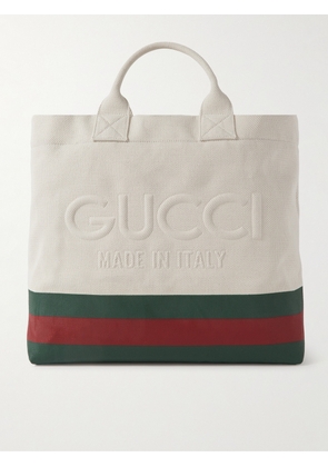 Gucci - Logo-Embossed Striped Canvas Tote Bag - Men - White