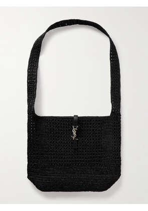 SAINT LAURENT - Le 5 à 7 Medium Cabas Leather-Trimmed Raffia Messenger Bag - Men - Black