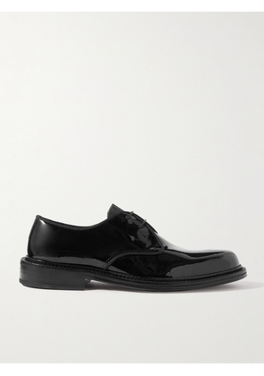 Mr P. - Grosgrain-Trimmed Patent-Leather Derby Shoes - Men - Black - UK 7