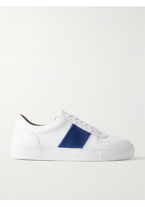 Mr P. - Larry Pebble-Grain Leather and Suede Sneakers - Men - White - UK 7