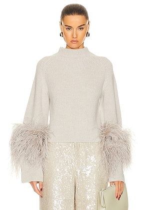Lapointe Merino Wool Cropped Raglan Slit Sleeve Ostrich Sweater in Melange Gray - Light Grey. Size M (also in ).
