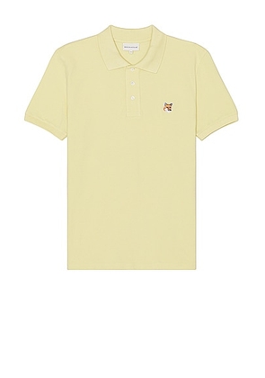 Maison Kitsune Fox Head Patch Regular Polo in Chalk Yellow - Yellow. Size M (also in XL/1X).