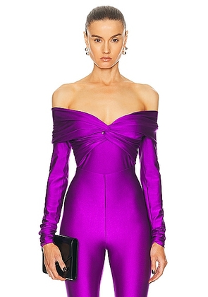 The Andamane Kendall Off Shoulder Bodysuit in Purple - Purple. Size S (also in L, XS).