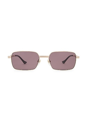 Gucci Rectangle Sunglasses in Gold & Grey - Metallic Gold. Size all.