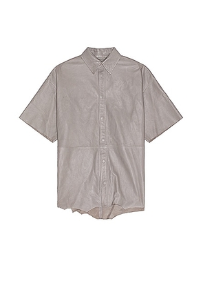 Diesel Emin Leather Shirt in Dove & Grey - Grey. Size 48 (also in 46, 50, 52, 54).